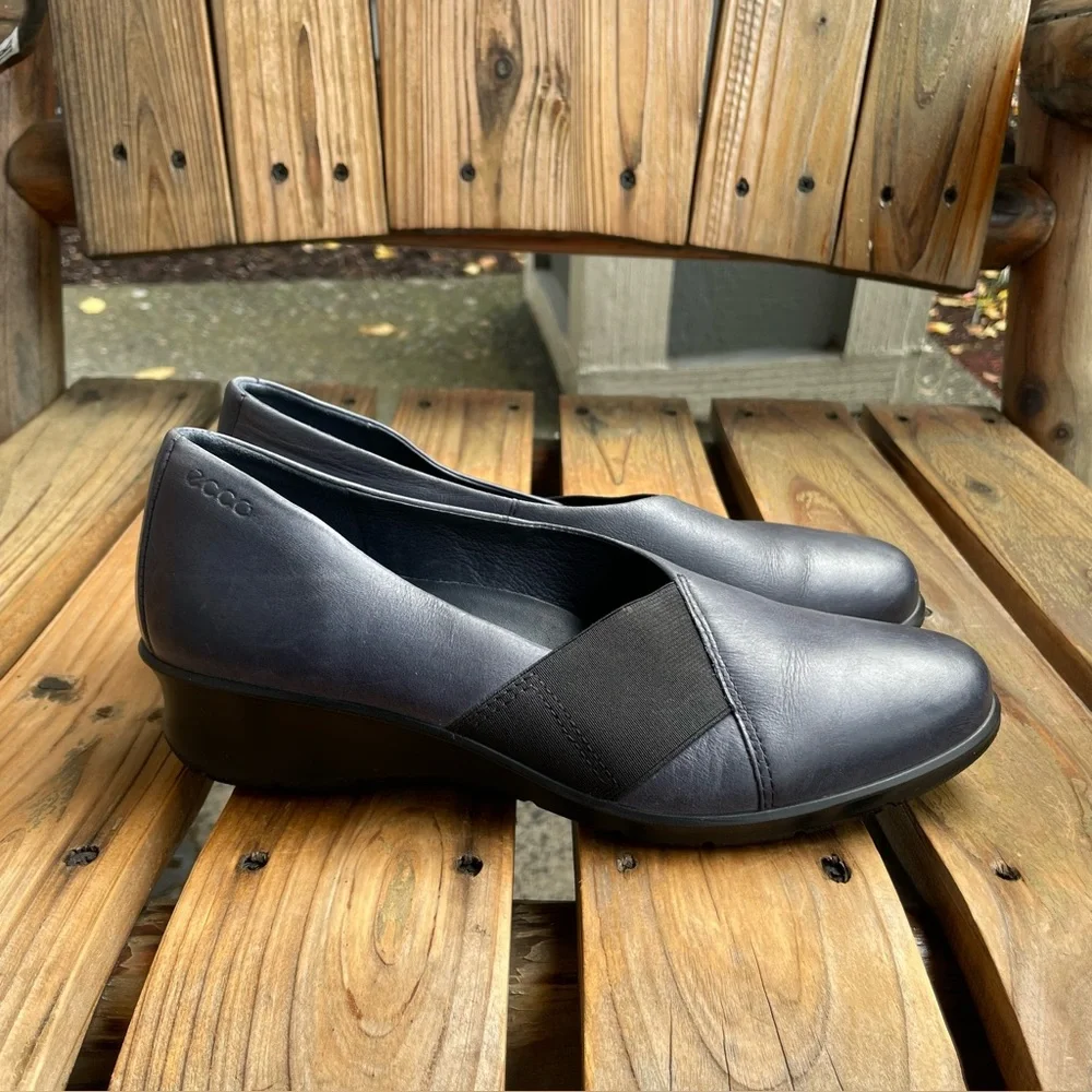 ECCO Felicia Wedge Loafer Women’s Size EUR 36 Leather Elastic Strap Slip On Shoe